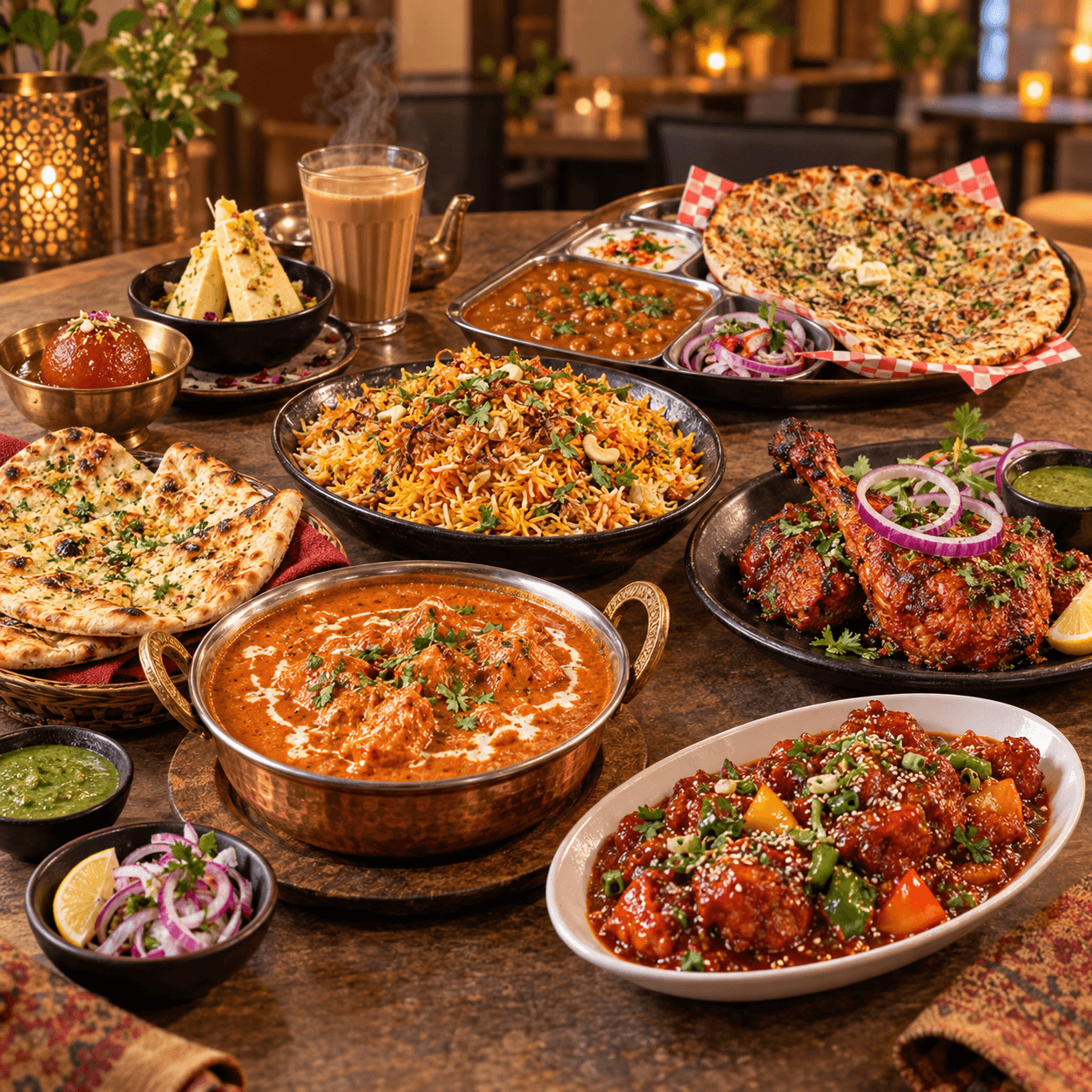 Restaurant hero background showcasing our signature dishes
